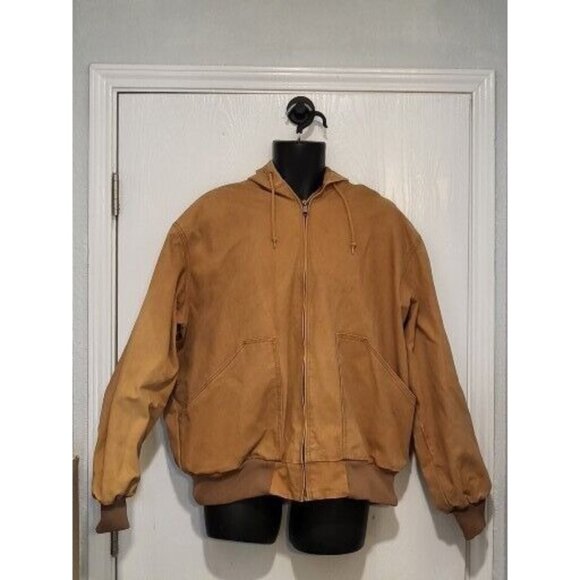 Vintage Walls Workwear Jacket Men Sz XL Brown Duck Canvas Full Zip Hooded Winter - Picture 1 of 9